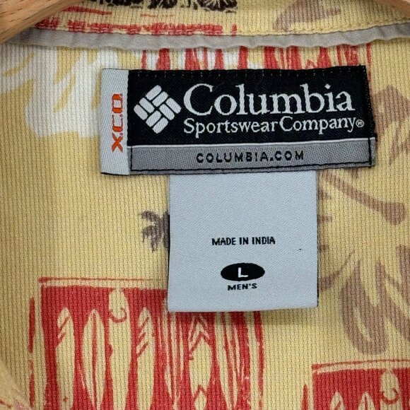 Columbia Men's Hawaiian Button-Up Shirt surfboards yellow size large cotton - Picture 2 of 9